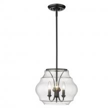  1087-3P BLK-CLR - Annette BLK 3 Light Pendant in Matte Black with Clear Glass Shade